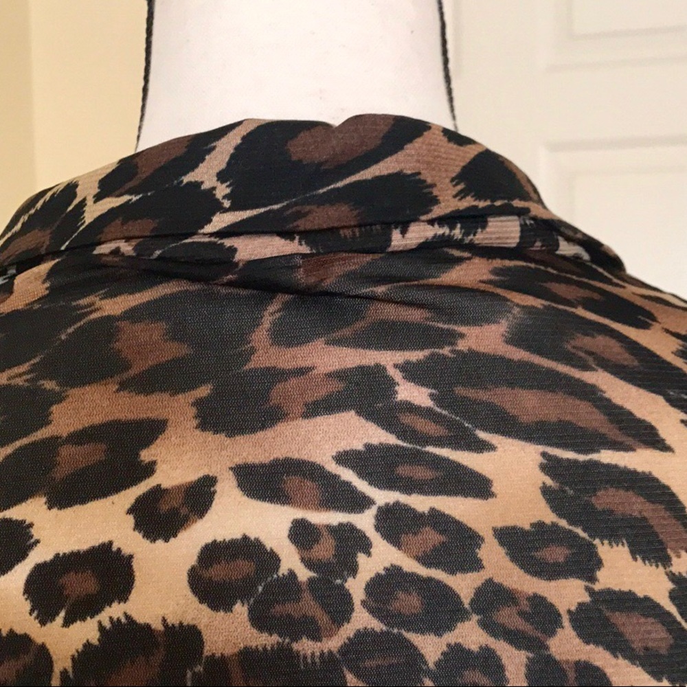 Leopard Print Embroidered Button Up Blouse - image 7